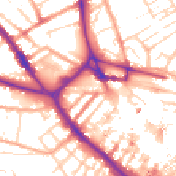 Daytime road noise heatmap for LU1 1FS