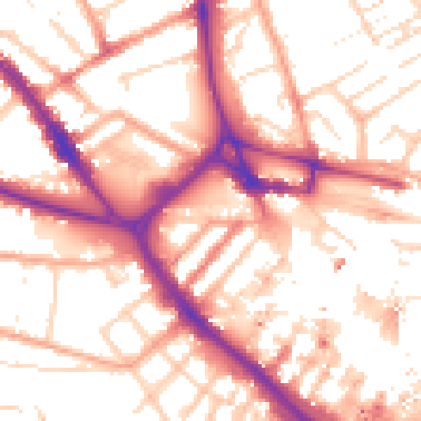 Daytime road noise heatmap for LU1 1FT