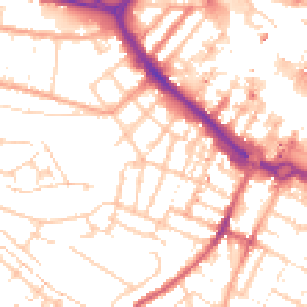 Daytime road noise heatmap for LU1 1FU