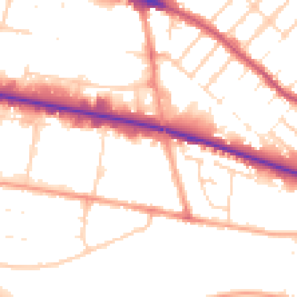 Daytime road noise heatmap for LU1 1FW