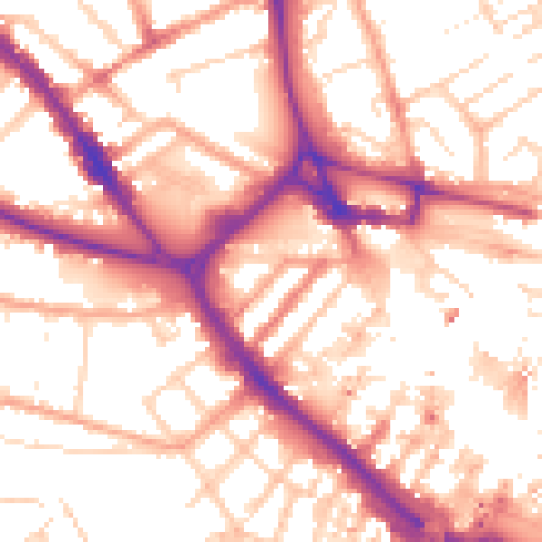 Daytime road noise heatmap for LU1 1FX