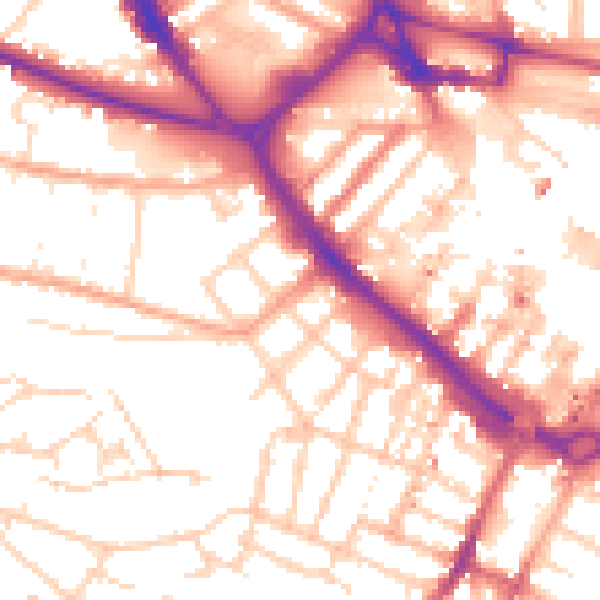 Daytime road noise heatmap for LU1 1GZ