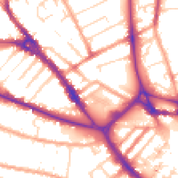 Daytime road noise heatmap for LU1 1HA