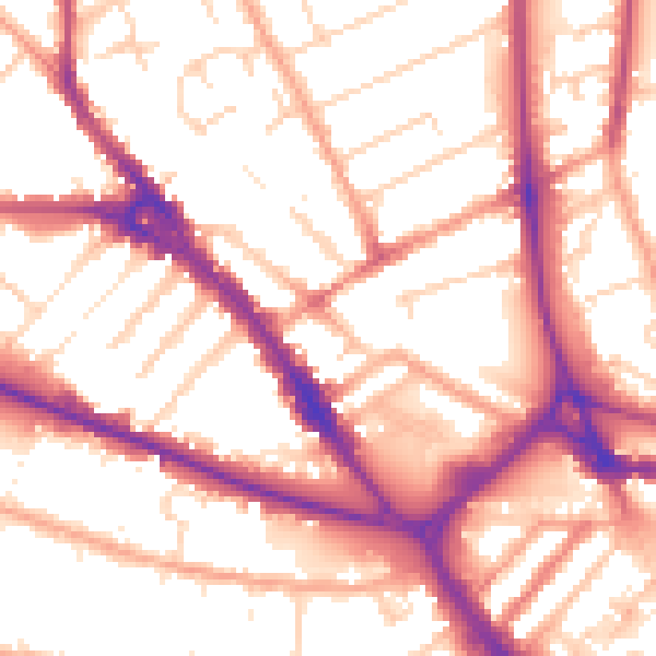 Daytime road noise heatmap for LU1 1HB