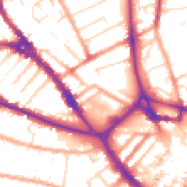 Daytime road noise heatmap for LU1 1HP