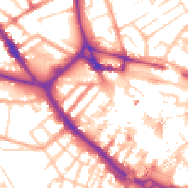 Daytime road noise heatmap for LU1 1JB