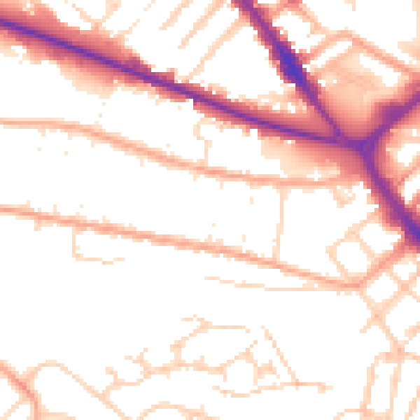 Daytime road noise heatmap for LU1 1LL