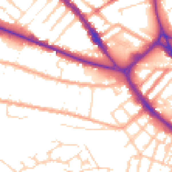 Daytime road noise heatmap for LU1 1NH