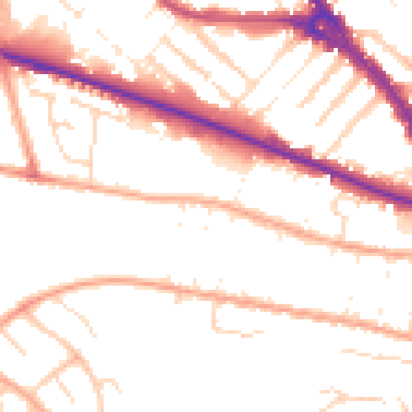 Daytime road noise heatmap for LU1 1NT