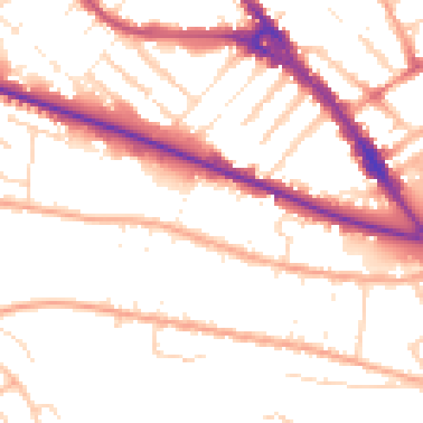 Daytime road noise heatmap for LU1 1PA