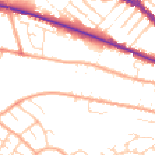 Daytime road noise heatmap for LU1 1PF