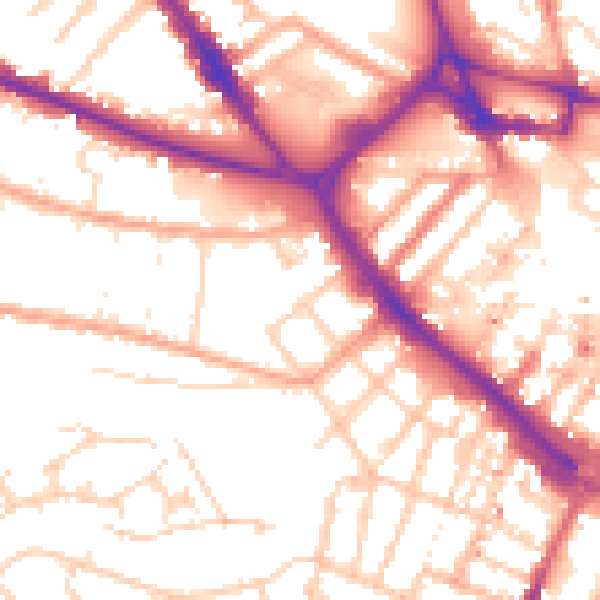 Daytime road noise heatmap for LU1 1QA