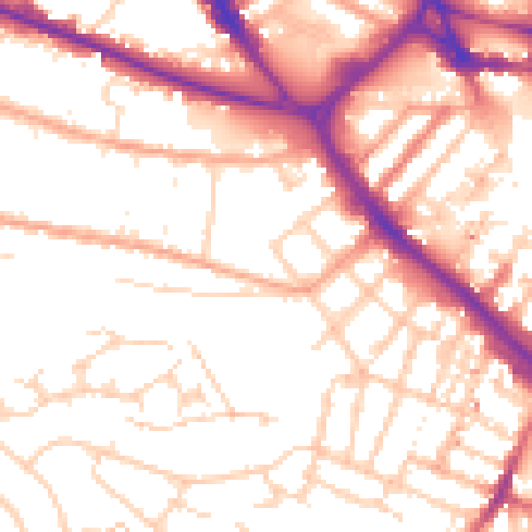 Daytime road noise heatmap for LU1 1QL