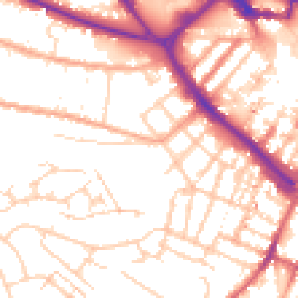 Daytime road noise heatmap for LU1 1QQ