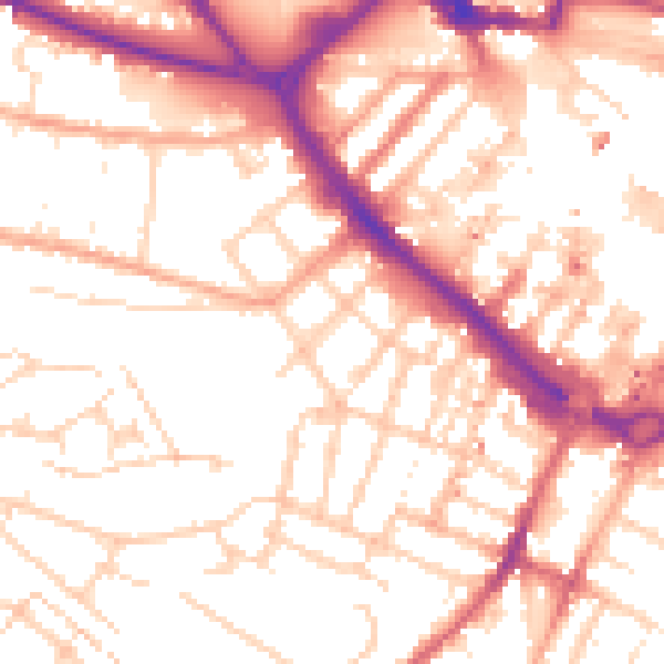 Daytime road noise heatmap for LU1 1QU