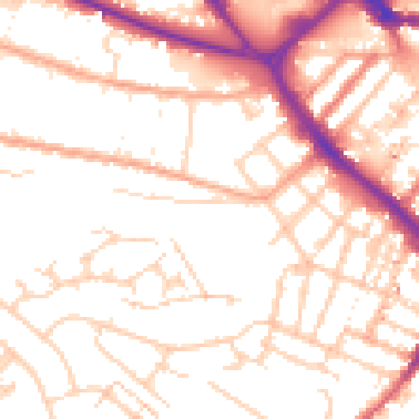 Daytime road noise heatmap for LU1 1QW