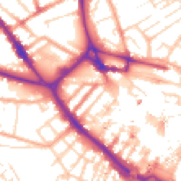 Daytime road noise heatmap for LU1 1RN