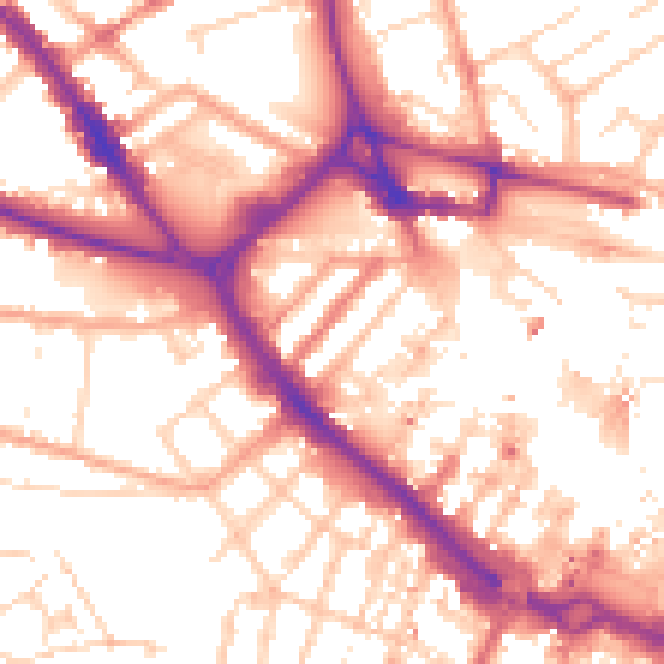 Daytime road noise heatmap for LU1 1RP