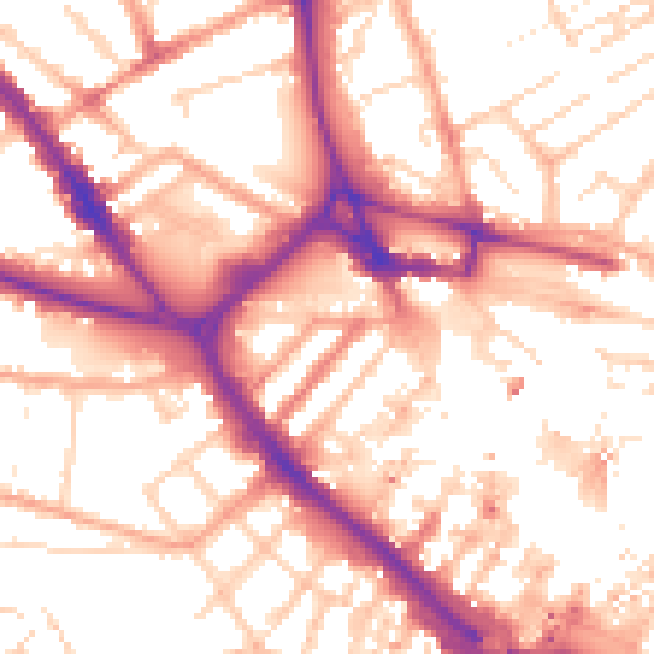 Daytime road noise heatmap for LU1 1RT