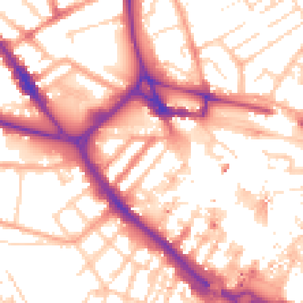Daytime road noise heatmap for LU1 1RY