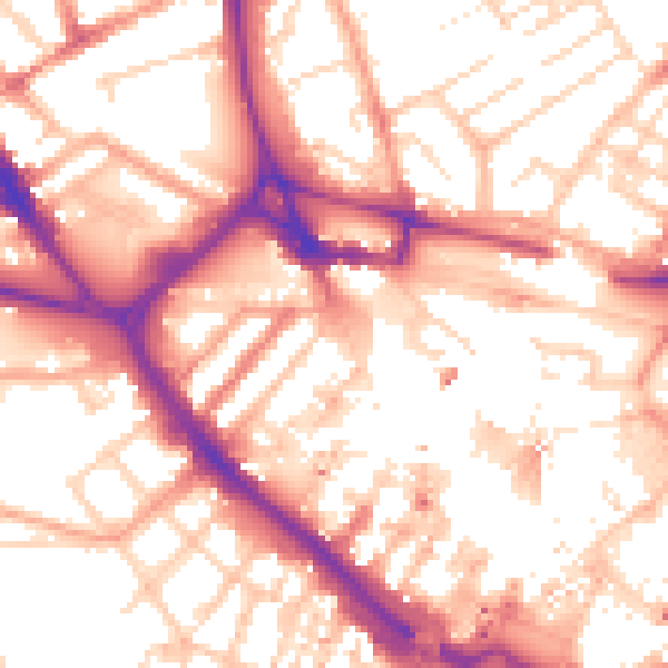Daytime road noise heatmap for LU1 1SA