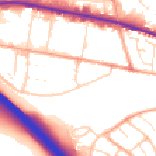 Daytime road noise heatmap for LU1 1TH
