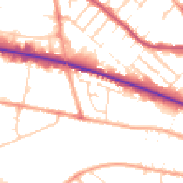 Daytime road noise heatmap for LU1 1TP