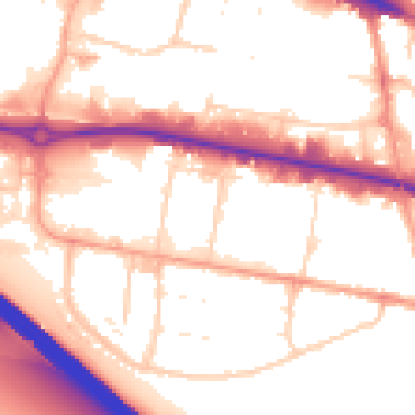 Daytime road noise heatmap for LU1 1UU