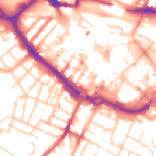 Daytime road noise heatmap for LU1 2BJ