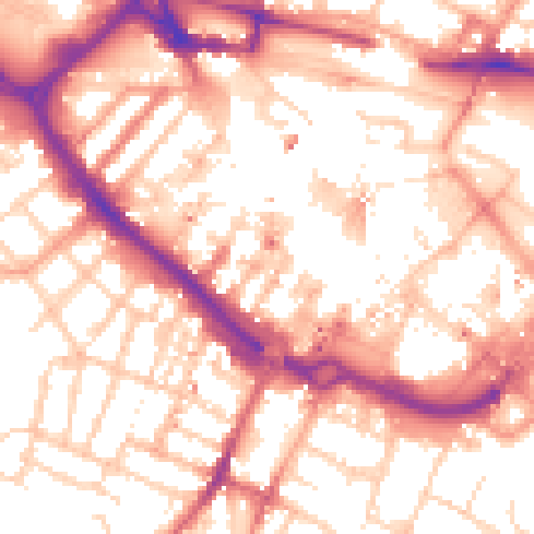 Daytime road noise heatmap for LU1 2DW