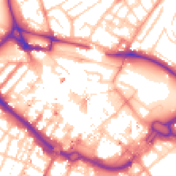Daytime road noise heatmap for LU1 2HN