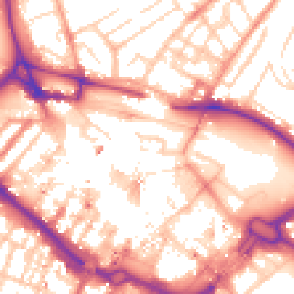 Daytime road noise heatmap for LU1 2NR
