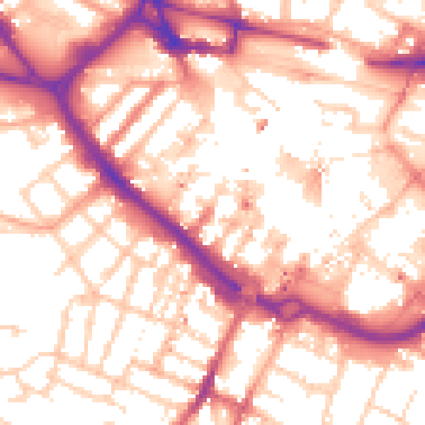 Daytime road noise heatmap for LU1 2QH