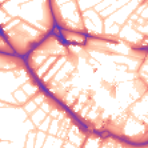 Daytime road noise heatmap for LU1 2QP
