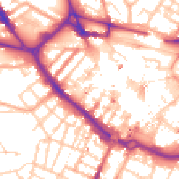 Daytime road noise heatmap for LU1 2QT