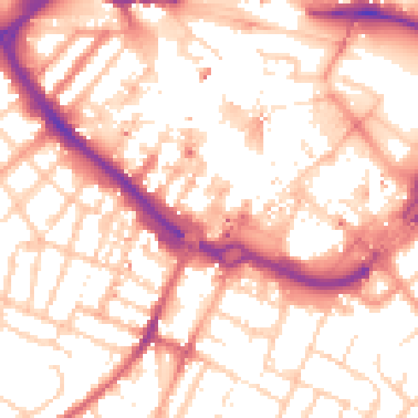 Daytime road noise heatmap for LU1 2SE