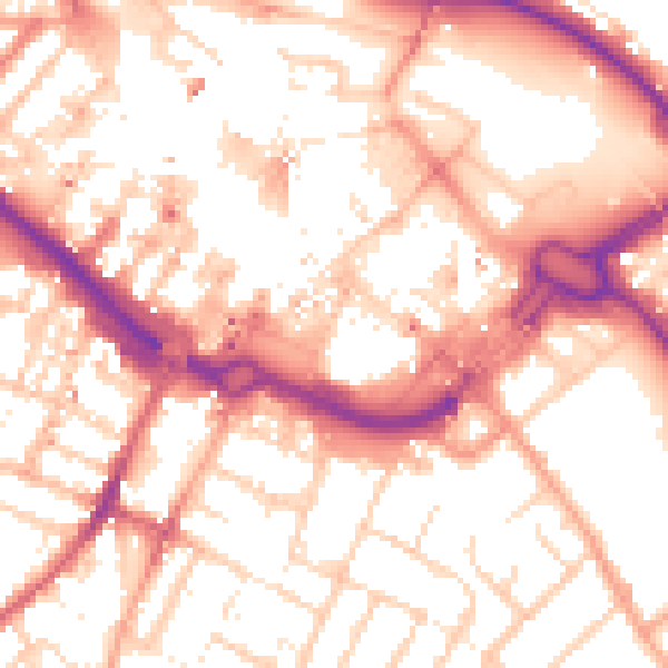Daytime road noise heatmap for LU1 3BE