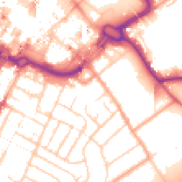 Daytime road noise heatmap for LU1 3DW