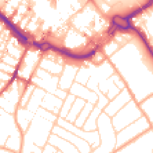 Daytime road noise heatmap for LU1 3ES