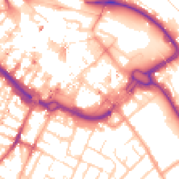 Daytime road noise heatmap for LU1 3ET