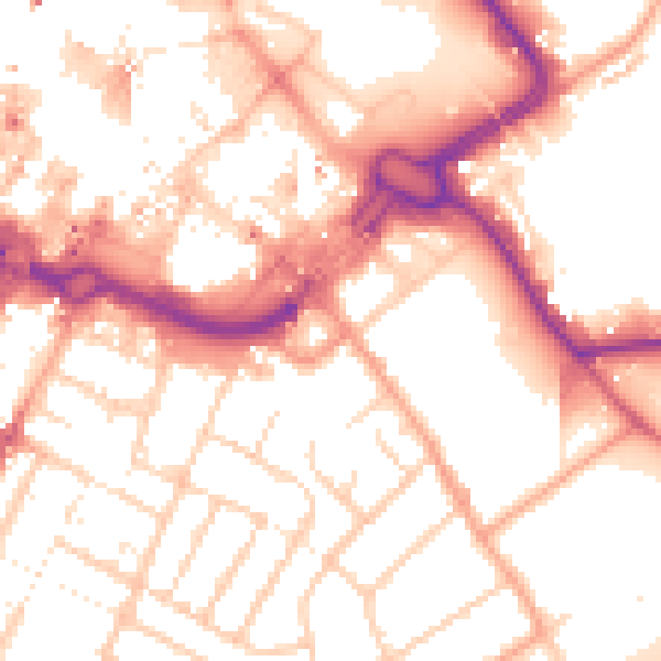 Daytime road noise heatmap for LU1 3EY