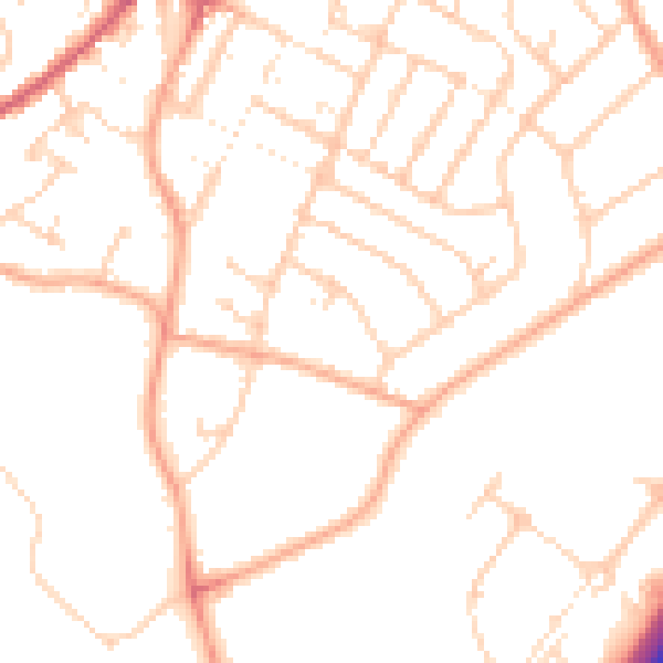 Daytime road noise heatmap for LU1 3FZ