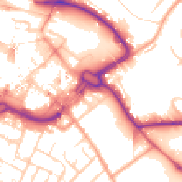 Daytime road noise heatmap for LU1 3HY