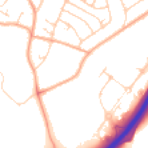 Daytime road noise heatmap for LU1 3NB