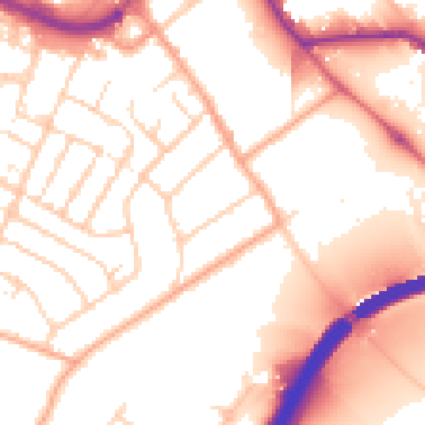 Daytime road noise heatmap for LU1 3NS