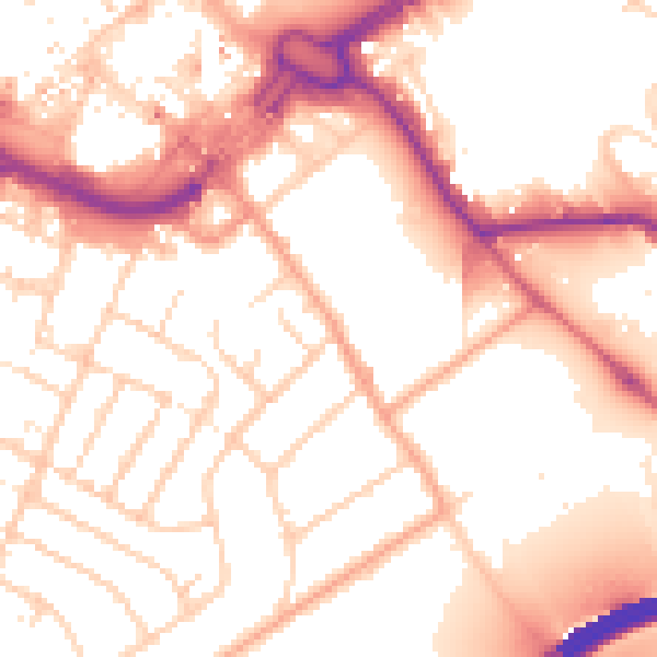 Daytime road noise heatmap for LU1 3NU