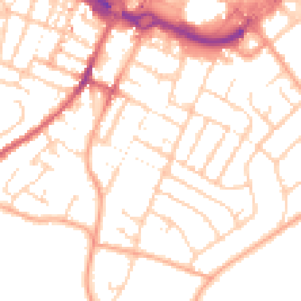 Daytime road noise heatmap for LU1 3PX