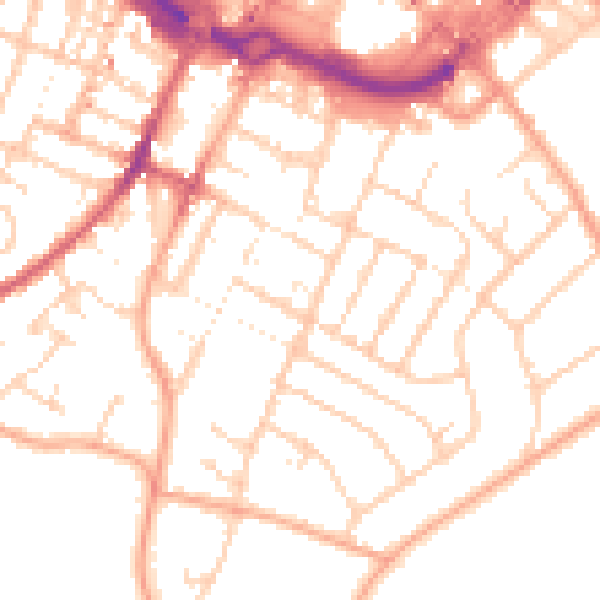 Daytime road noise heatmap for LU1 3QD