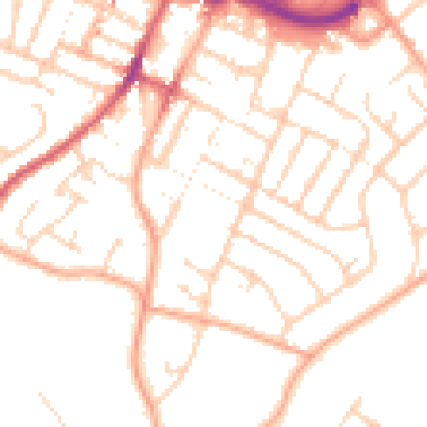 Daytime road noise heatmap for LU1 3QH
