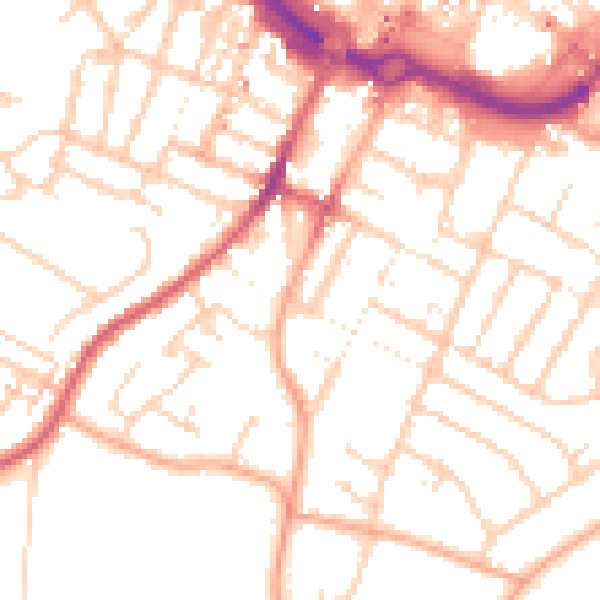 Daytime road noise heatmap for LU1 3RY